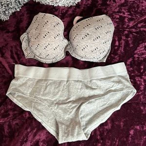 Gray PINK underwear and bra set